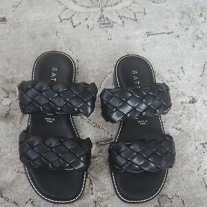 Ateliers Black Braided Leather Sandals